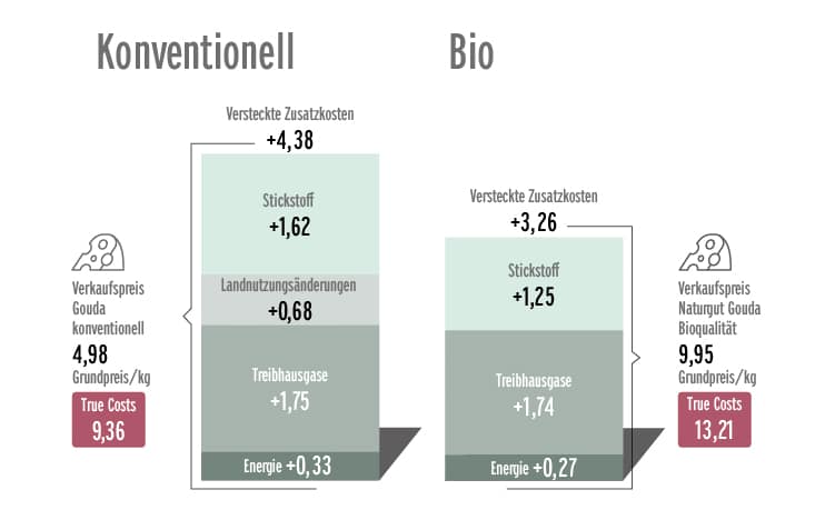 Grafik zum Thema „True Costs“ von Käse