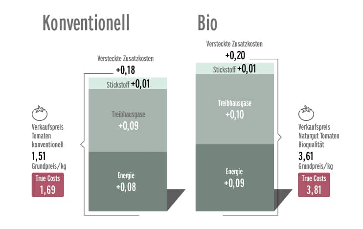 Grafik zum Thema „True Costs“ von Tomaten