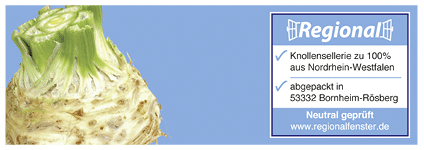 Regionalfenster auf einem Produkt