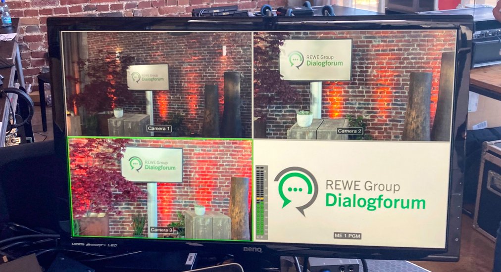 Foto eines Bildschirms mit einer Abbildung von vier Verschiedenen Kameraeinstellungen.