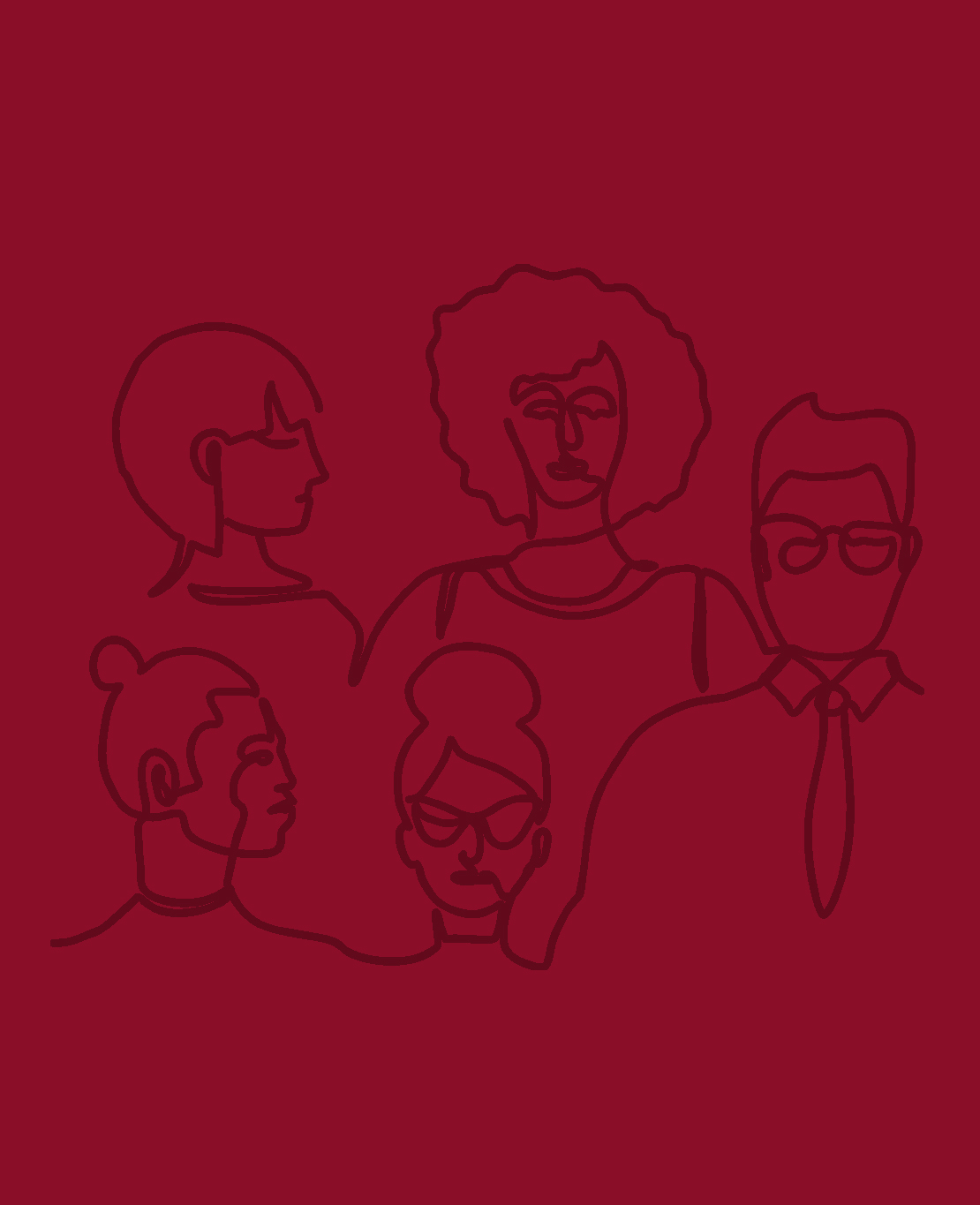 Eine Zeichnung mit verschiedenen Menschen