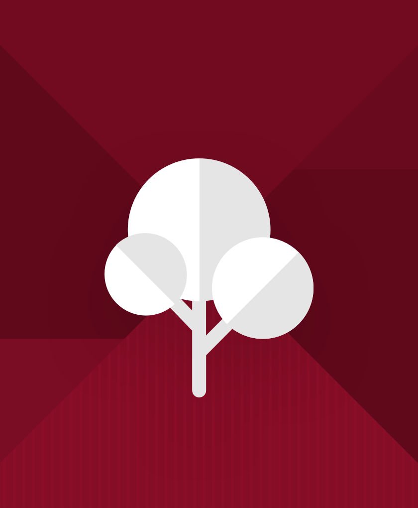 Ein Baum auf rotem Hintergrund. Es handelt sich um eine Illustration