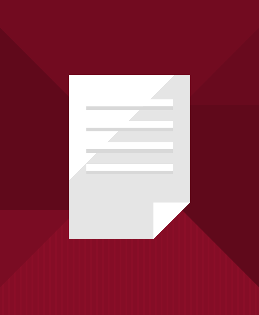 Ein Symbol von einem Dokument auf rotem Hintergrund. Es handelt sich um eine Illustration