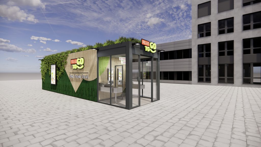 Digitales Bild von einem kassenlosen REWE To Go Geschäft.