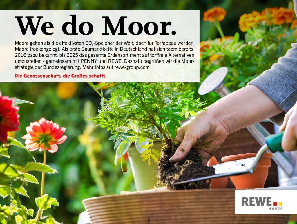 Eine Frau entnimmt Torf aus einem Blumentopf.