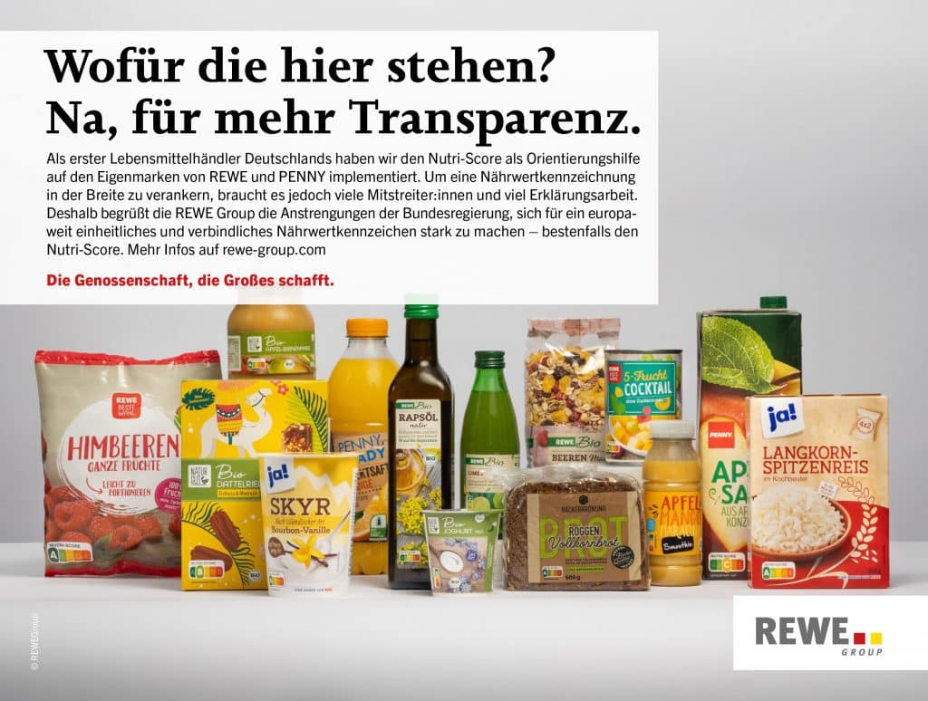 Aufgereihte Lebensmittel