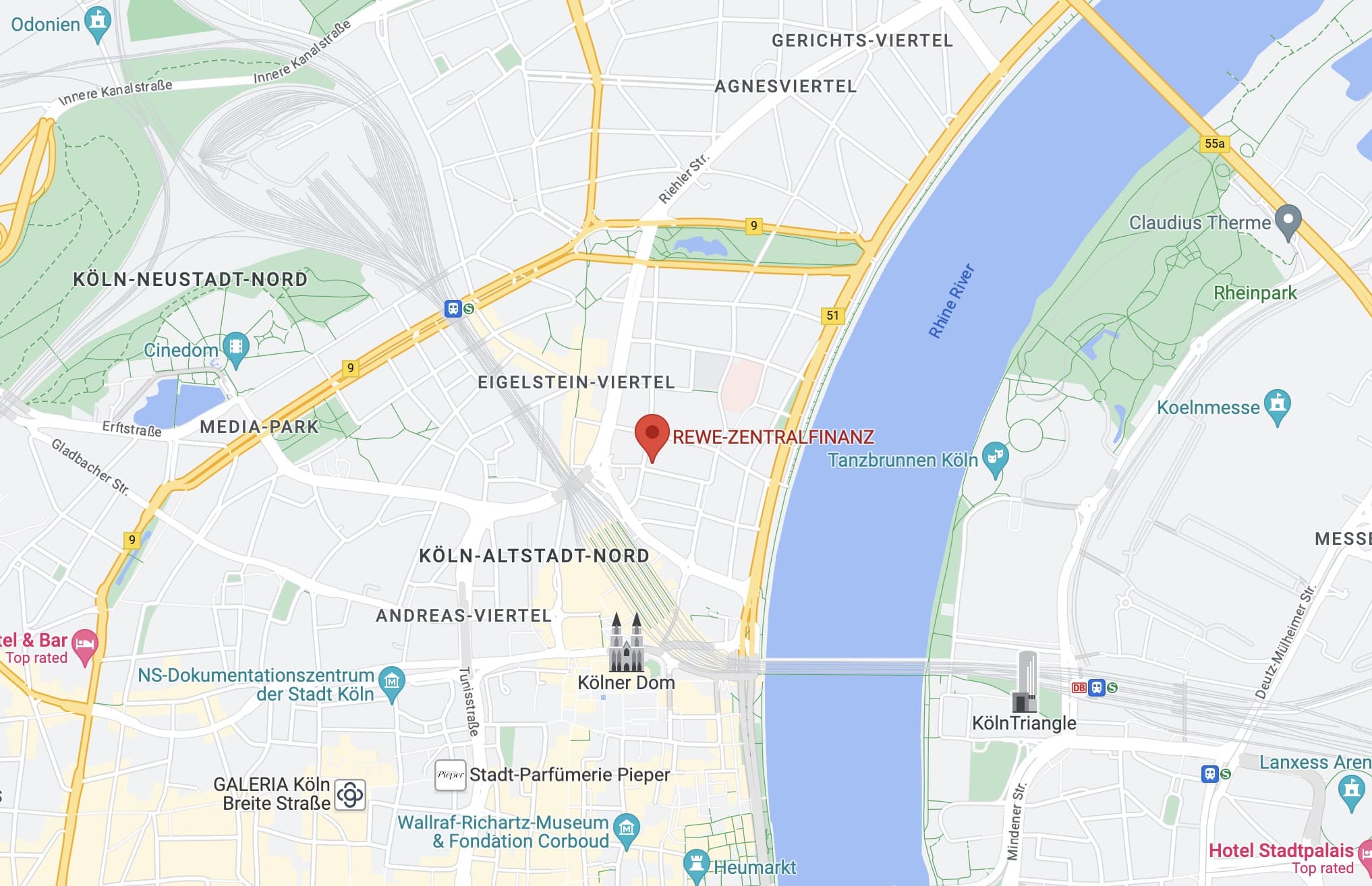 Kartenansicht von Köln