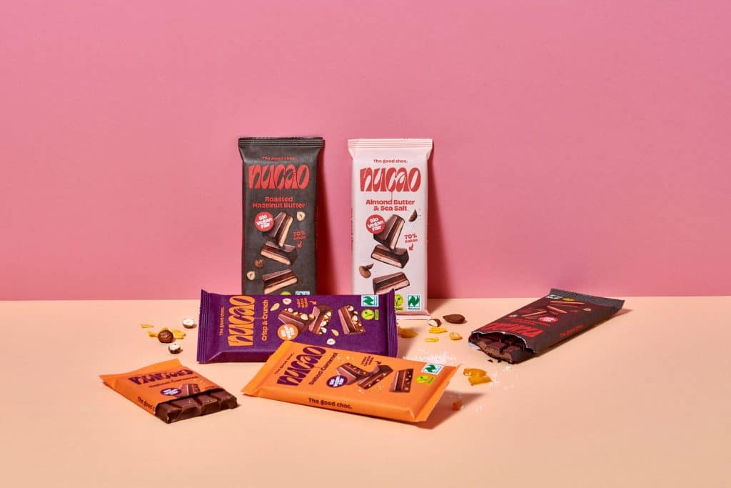 Produkte von nucao in den Sorten Roasted Hazelnut Butter, Almond Butter & Sea Salt, Salted Caramel und Crisp & Crunch